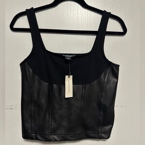 NWT Anthropologie Faux Leather Top
